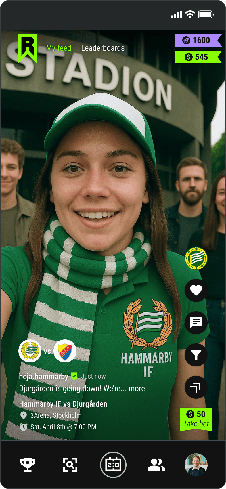 Home bet screen of soccer match