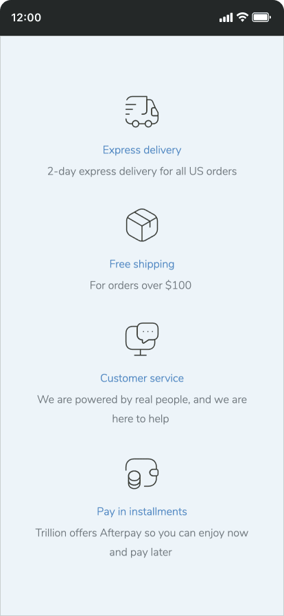 Customer service screen